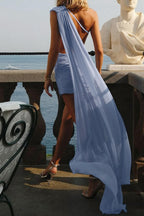 Polished Azure Escape Cocktail Dress – Full Length