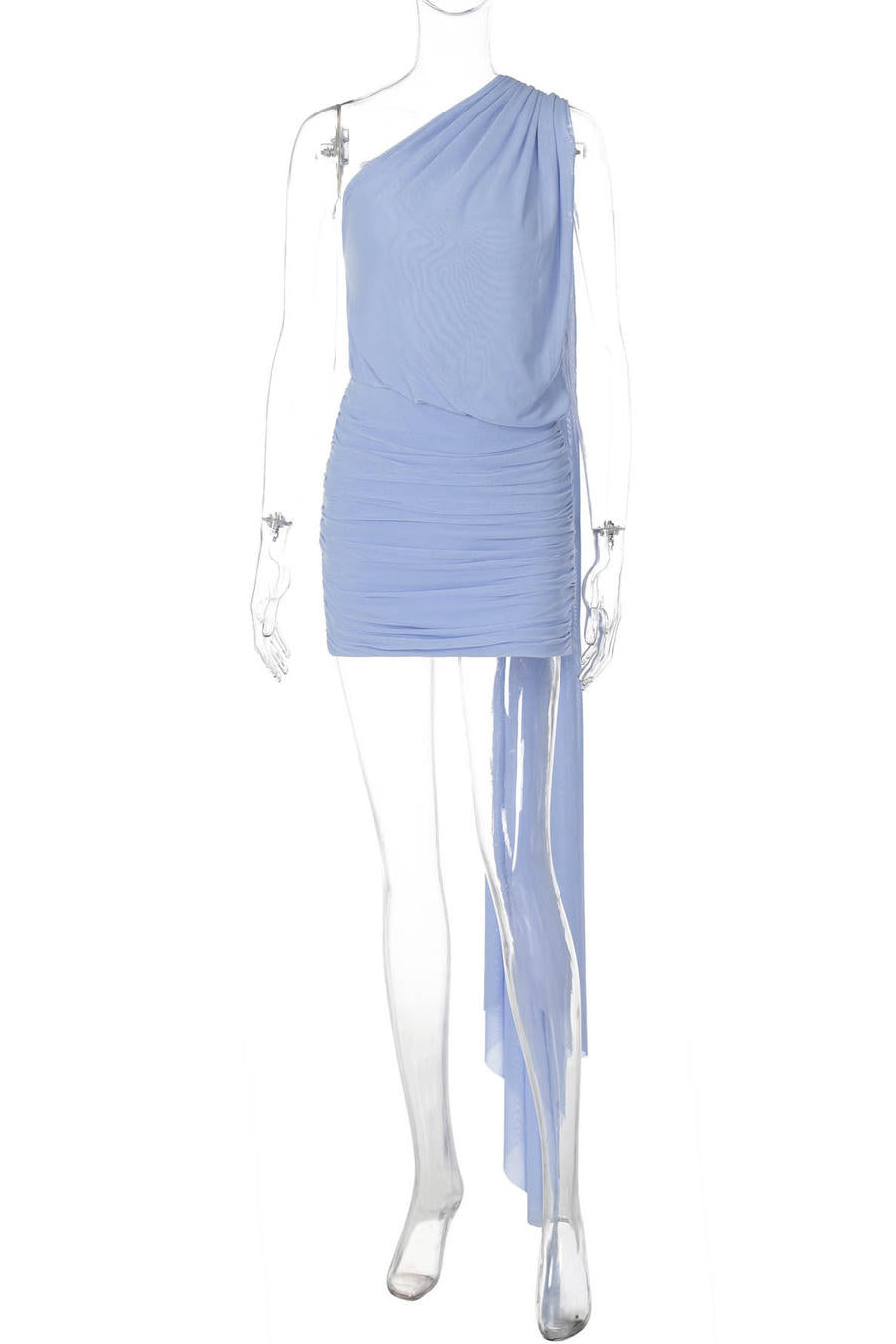 Polished Azure Escape Cocktail Dress – Close Up