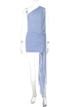 Polished Azure Escape Cocktail Dress – Close Up