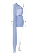 Polished Azure Escape Cocktail Dress – Flow Shot