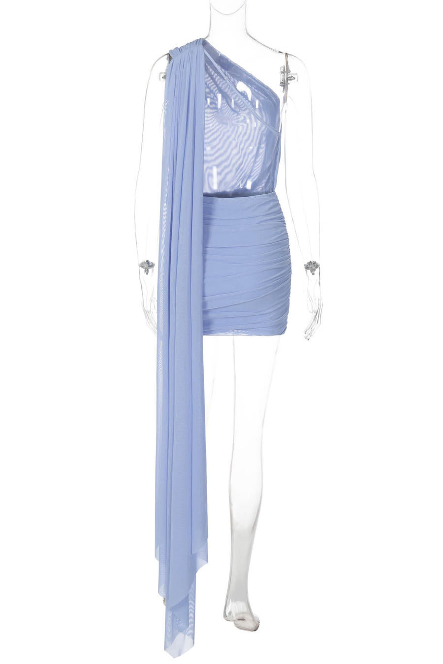 Polished Azure Escape Cocktail Dress – Flow Shot