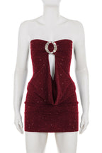 Captivating Garnet Ember Cocktail Dress – Close Up