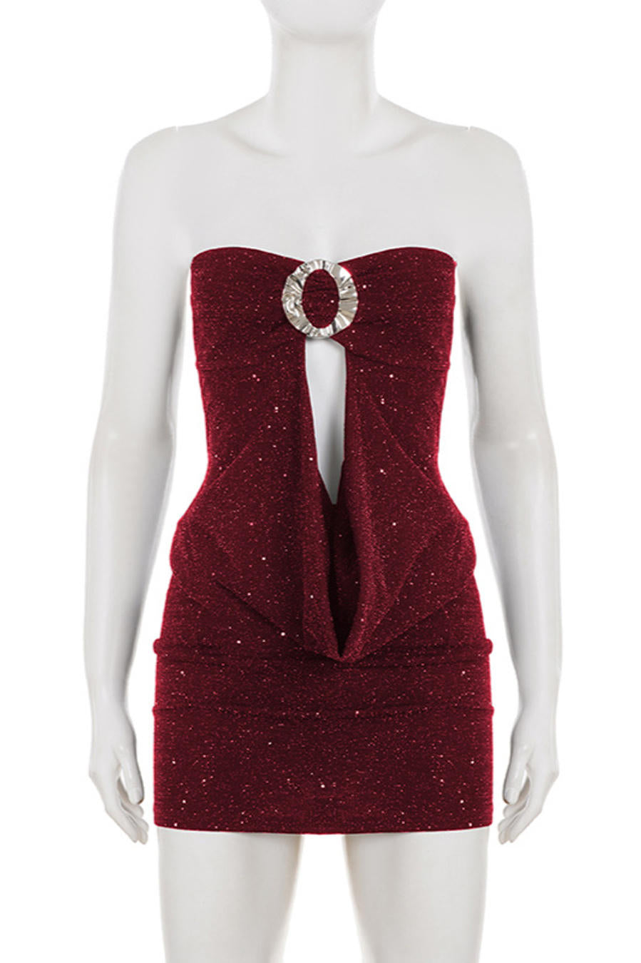 Captivating Garnet Ember Cocktail Dress – Close Up
