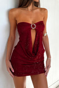 Captivating Garnet Ember Cocktail Dress – Front View