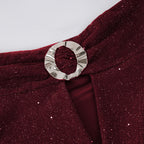 Captivating Garnet Ember Cocktail Dress – Texture Detail