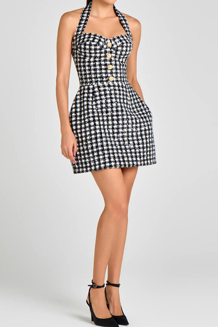Riviera Tweed Mini – Detail View | Women's Maxi Dress