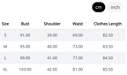 Monochrome Grid Maxi – Size Chart