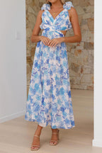 Blue Bloom Dress – Back View | Women's Maxi Dress