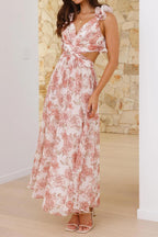 Blue Bloom Dress – Detail View | Women's Maxi Dress
