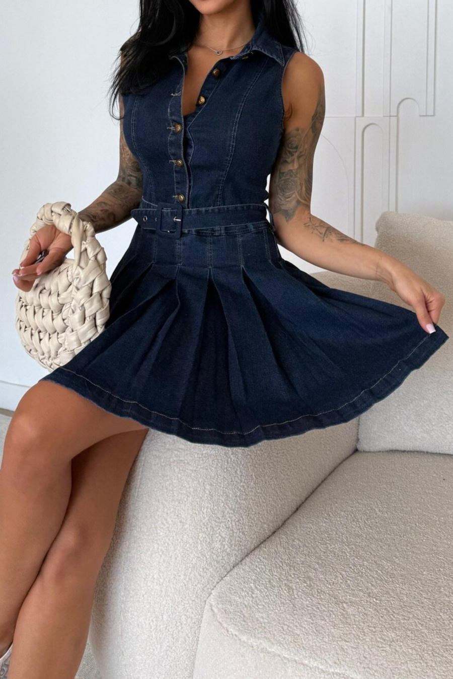 Denim Muse Dress – Detail View | Women's Maxi Dress