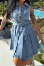Denim Muse Dress – Detail View | Women's Maxi Dress