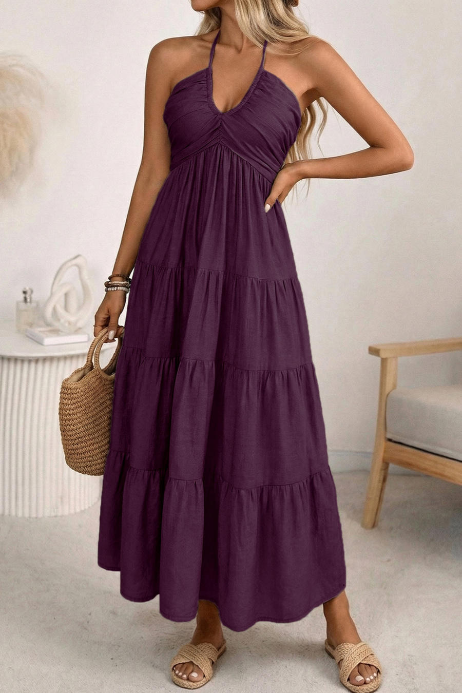 Violet Breeze Dress – Back View | Women's Maxi Dress