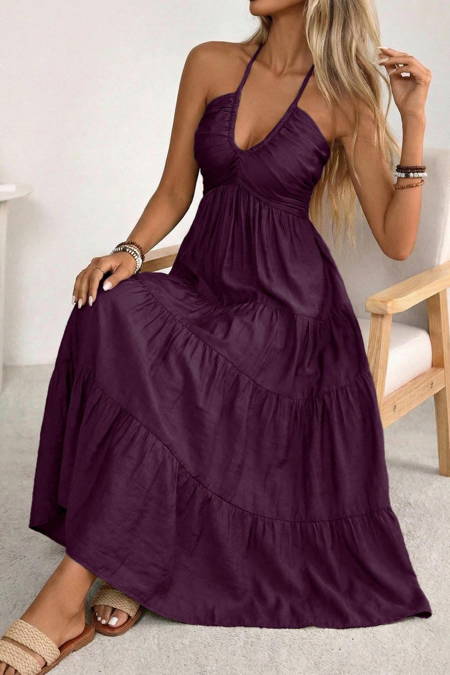 Violet Breeze Dress – Detail View | Women's Maxi Dress