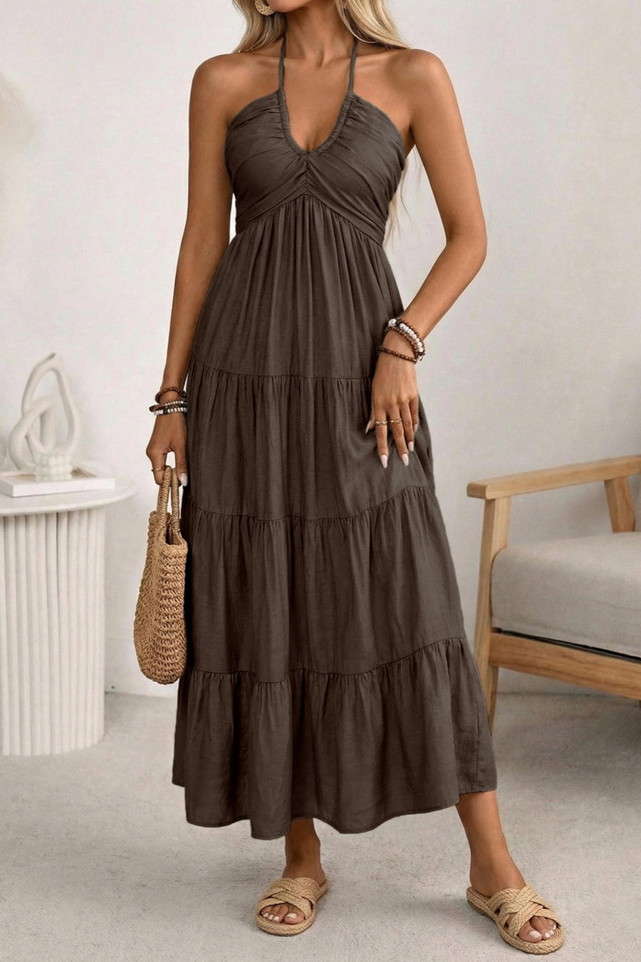 Violet Breeze Dress – Detail View | Women's Maxi Dress