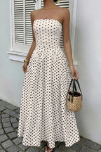Midnight Polka Dress – Detail View | Women's Maxi Dress