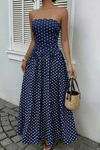 Midnight Polka Dress – Back View | Women's Maxi Dress