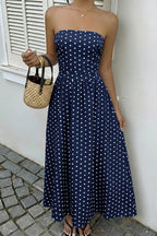 Midnight Polka Dress – Side View | Women's Maxi Dress