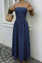 Midnight Polka Dress – Detail View | Women's Maxi Dress
