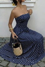 Midnight Polka Dress – Detail View | Women's Maxi Dress