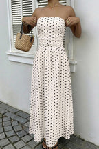 Midnight Polka Dress – Detail View | Women's Maxi Dress