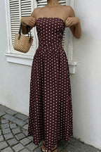 Midnight Polka Dress – Detail View | Women's Maxi Dress