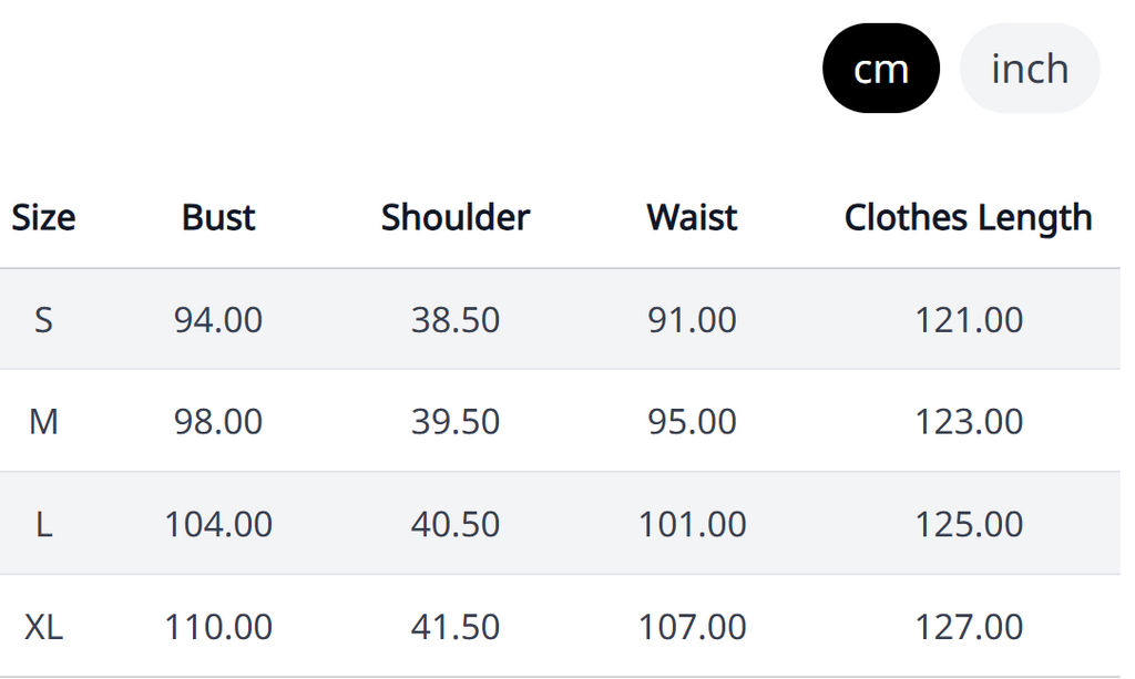 Sage Cascade Halter Maxi – Size Chart