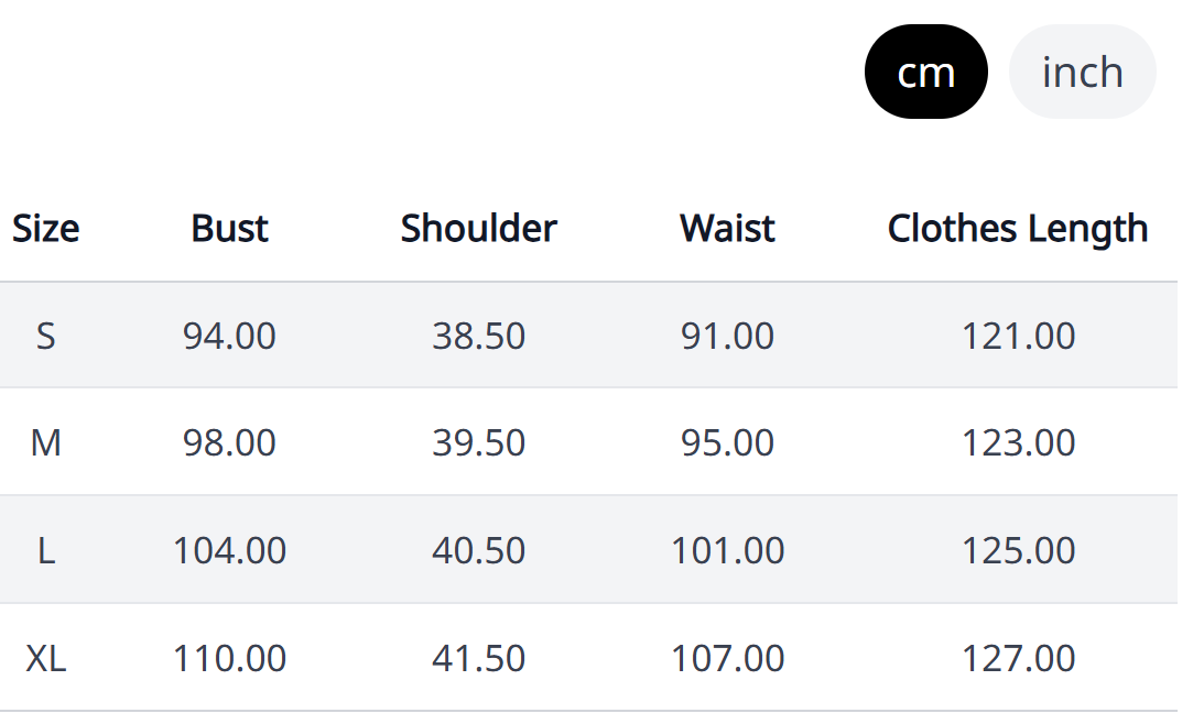 Sage Cascade Halter Maxi – Size Chart