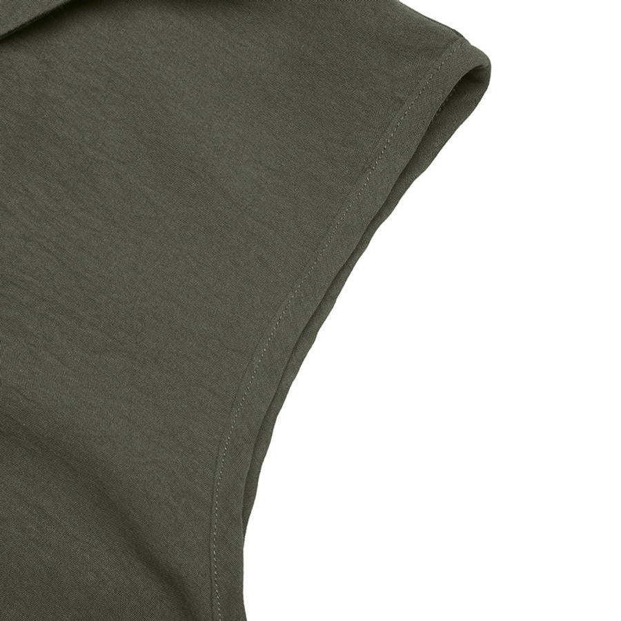 Olive Tier Dress – Detail View | Women's Maxi Dress