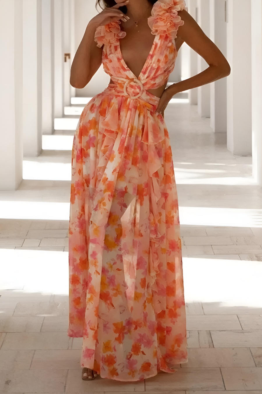 Petal Cut Dress – Detail View | Women's Maxi Dress