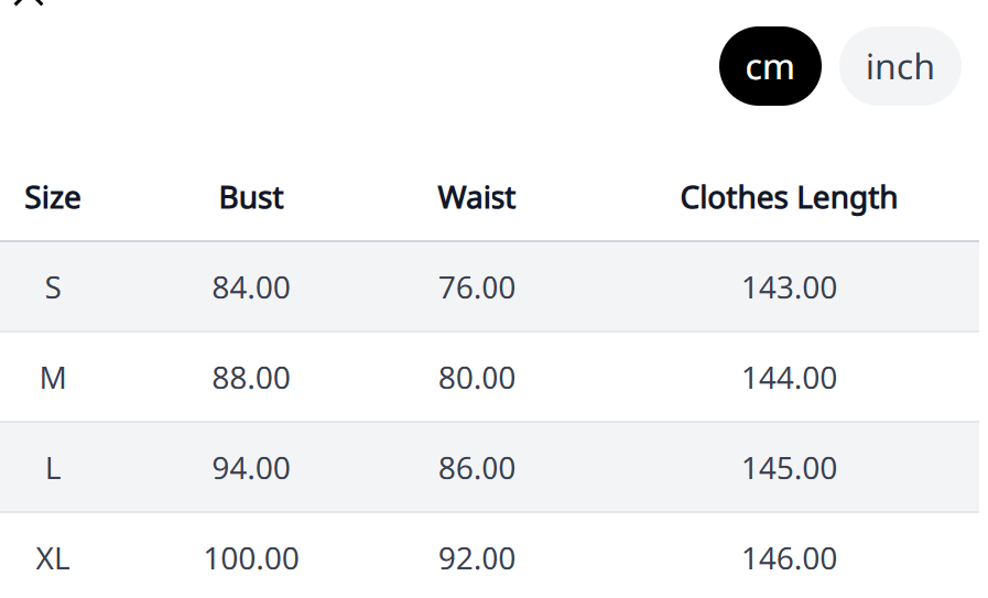 Azure Petal Flow Maxi – Size Chart