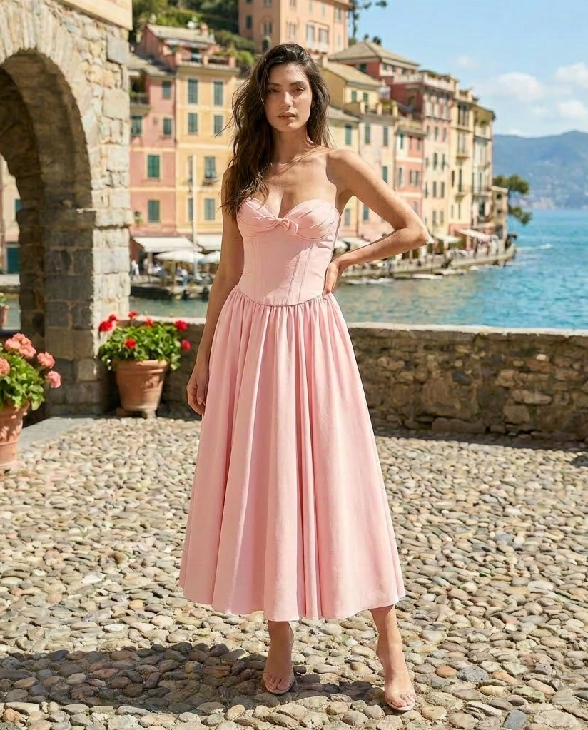 Blush Reverie Dress – Front View | Women's Maxi Dress