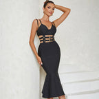 Stunning Noir Mirage Evening Dress – Front View