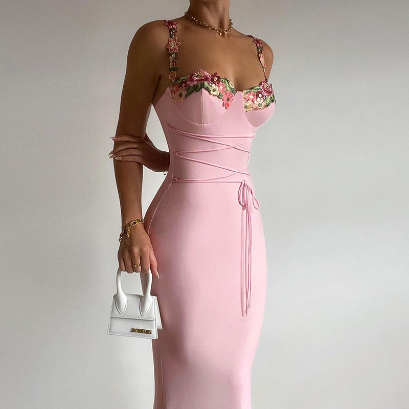Elegant Rosa Corset - Maxi Evening Dress – Side View
