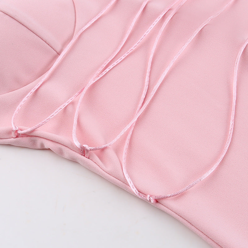 Elegant Rosa Corset - Maxi Evening Dress – Texture Detail