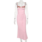 Elegant Rosa Corset - Maxi Evening Dress – Movement Shot