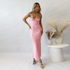 Elegant Rosa Corset - Maxi Evening Dress – Close Up