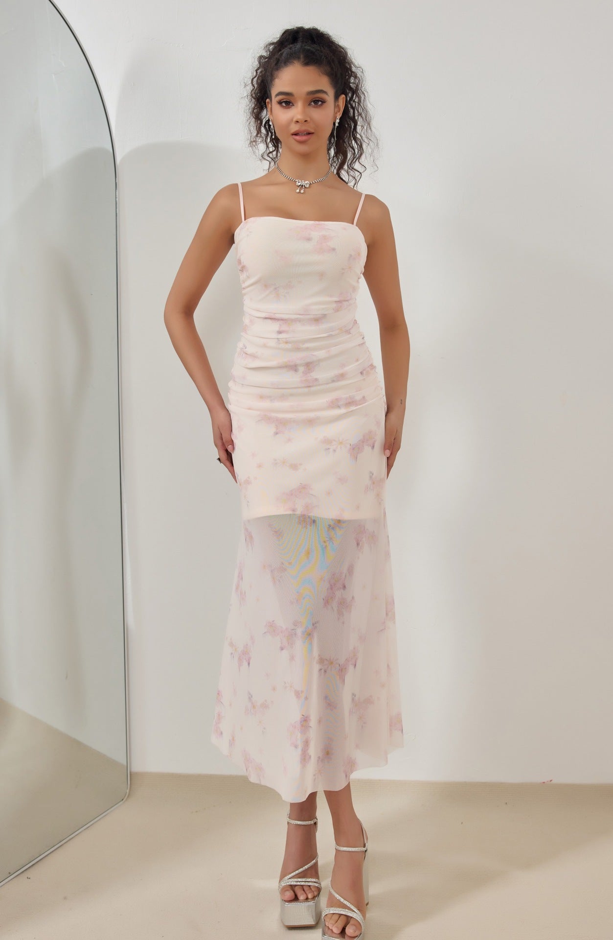Graceful Rosé Whispers Evening Dress – Draped Look