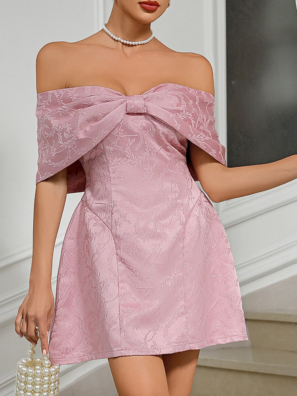 Enchanting Petal Poise Cocktail Dress – Close Up