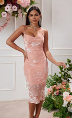 Chic Blossom Veil Evening Dress – Front View