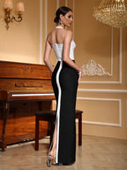 Refined Noir Symphony Evening Dress – Close Up