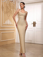 Refined Noir Symphony Evening Dress – Back View