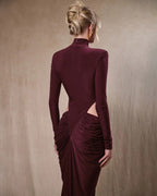 Luxe Merlot Sculpt Evening Dress – Detail View