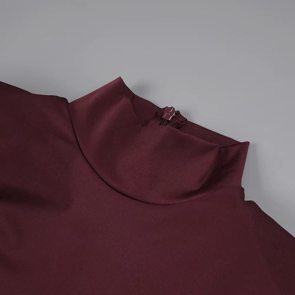 Luxe Merlot Sculpt Evening Dress – Back View