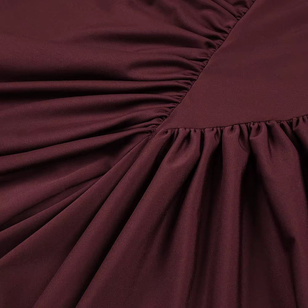 Luxe Merlot Sculpt Evening Dress – Flow Shot