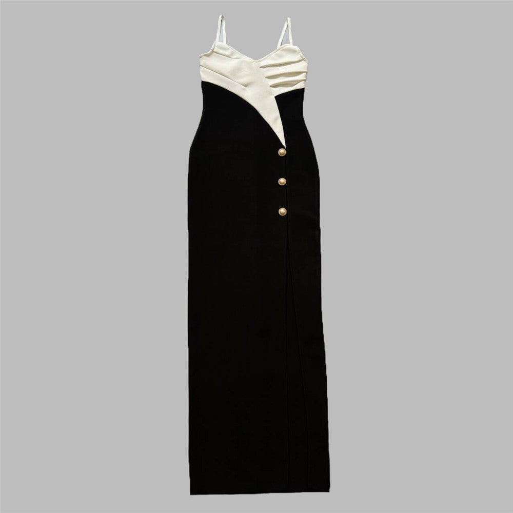 Refined Noir Curve Evening Dress – Full Length