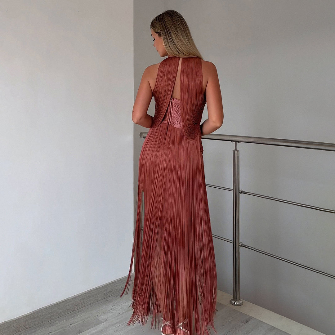 Graceful Rio Beat Evening Dress – Worn View