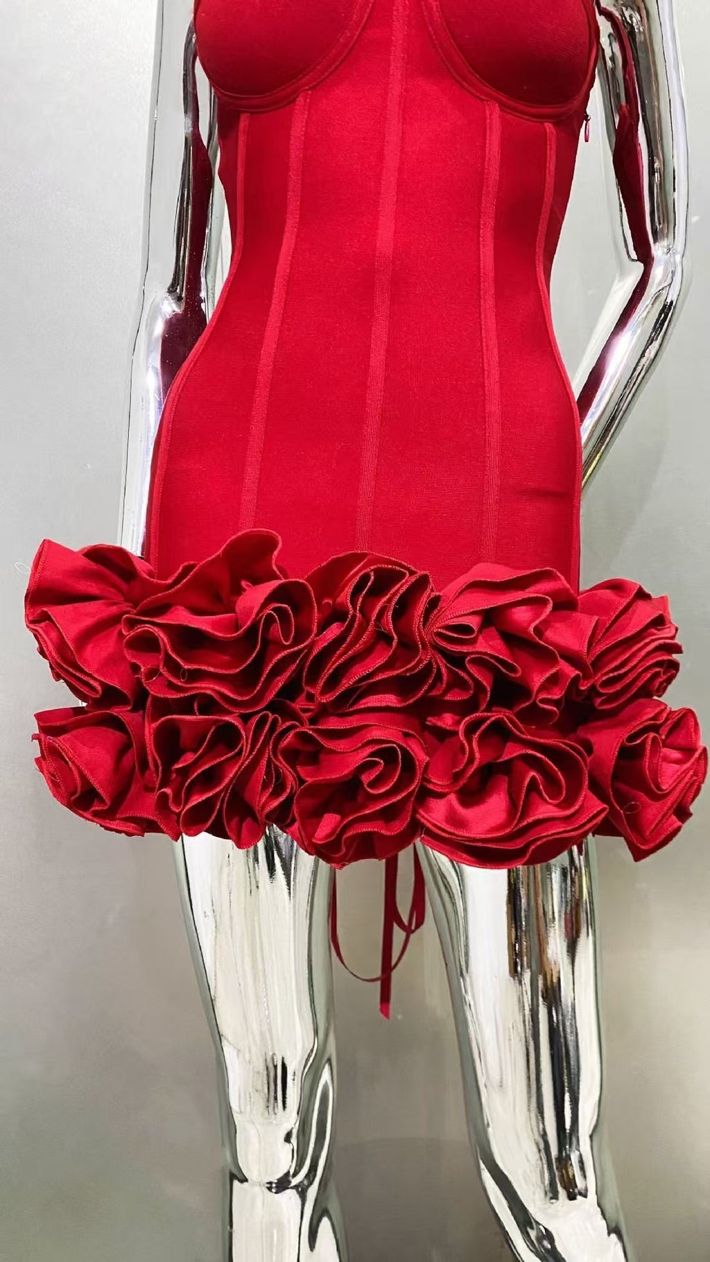 Timeless Ruby Bloom Cocktail Dress – Detail View