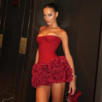 Timeless Ruby Bloom Cocktail Dress – Front View