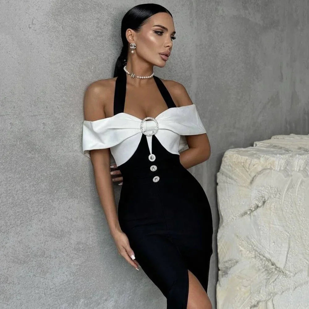 Exquisite Noir Étoile Evening Dress – Front View