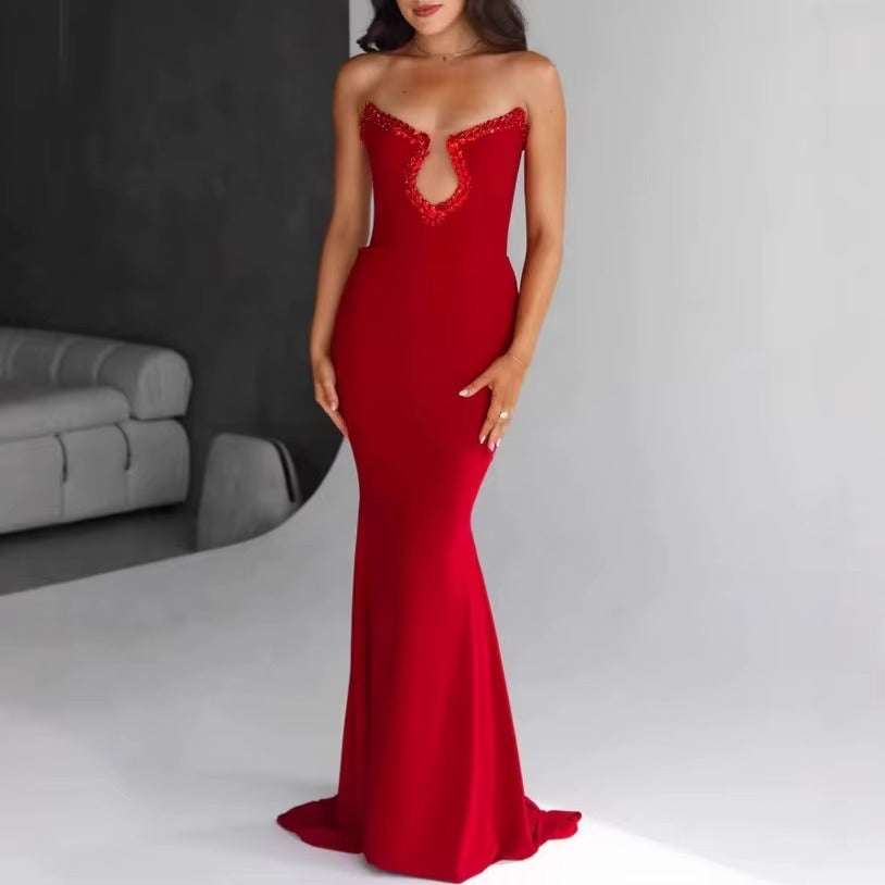 Captivating Scarlet Confession Evening Dress – Side View